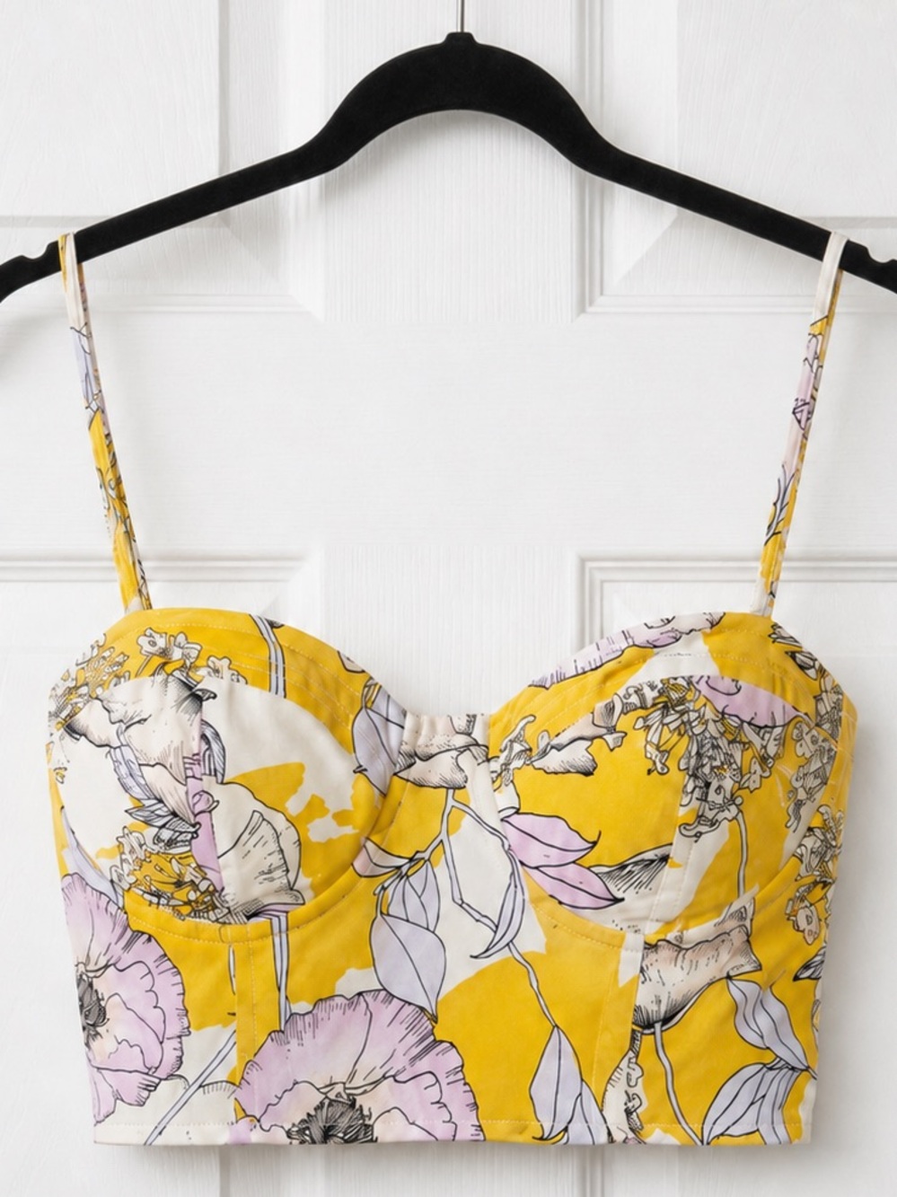 Yumi Kim Yellow Floral Sweetheart Crop Top XS